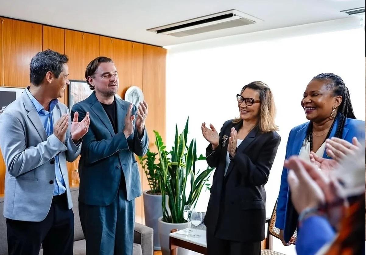 No Planalto, Janja e DiCaprio conversam sobre bioeconomia e meio ambiente